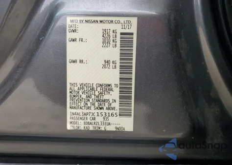 2018 Nissan Altima 2.5 from USA, damaged, VIN 1N4AL3AP7JC153165